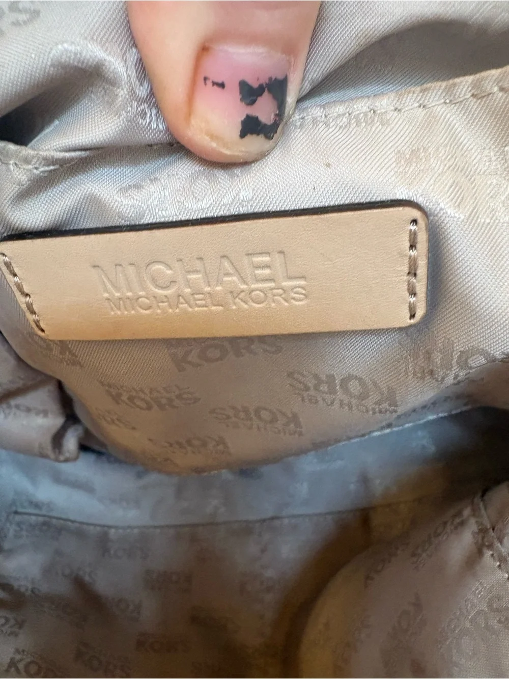 Michael Kors Metallic Gold Leather Tote with Beige Straps